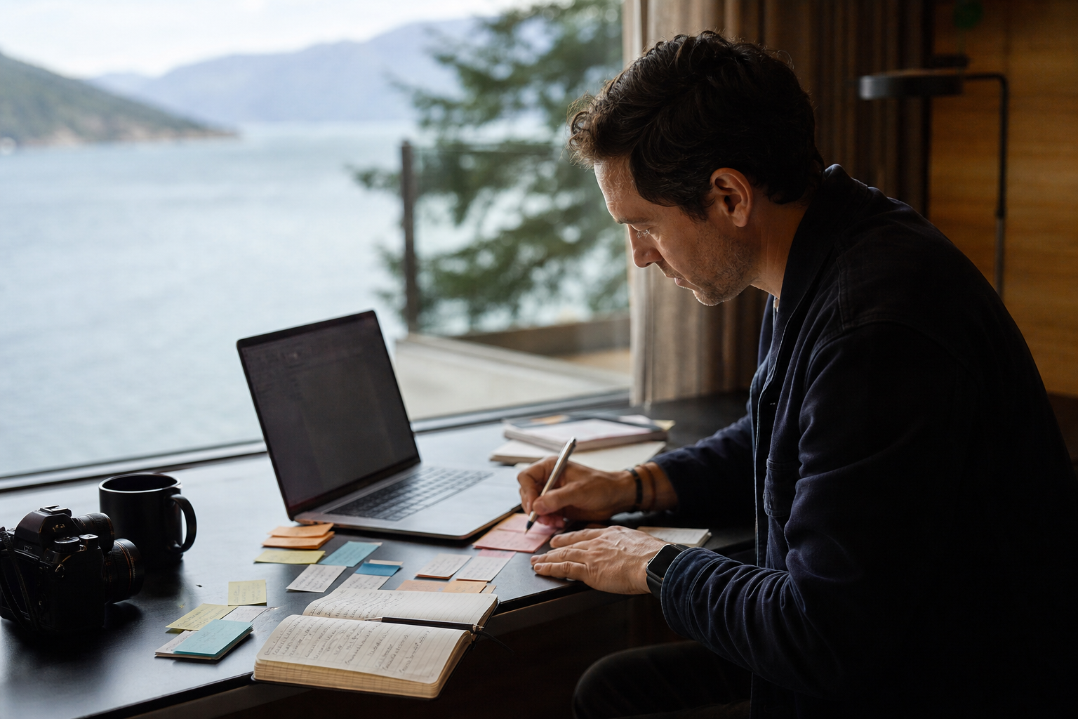 Remote coworker turning a project brief into organized tasks and follow-up work