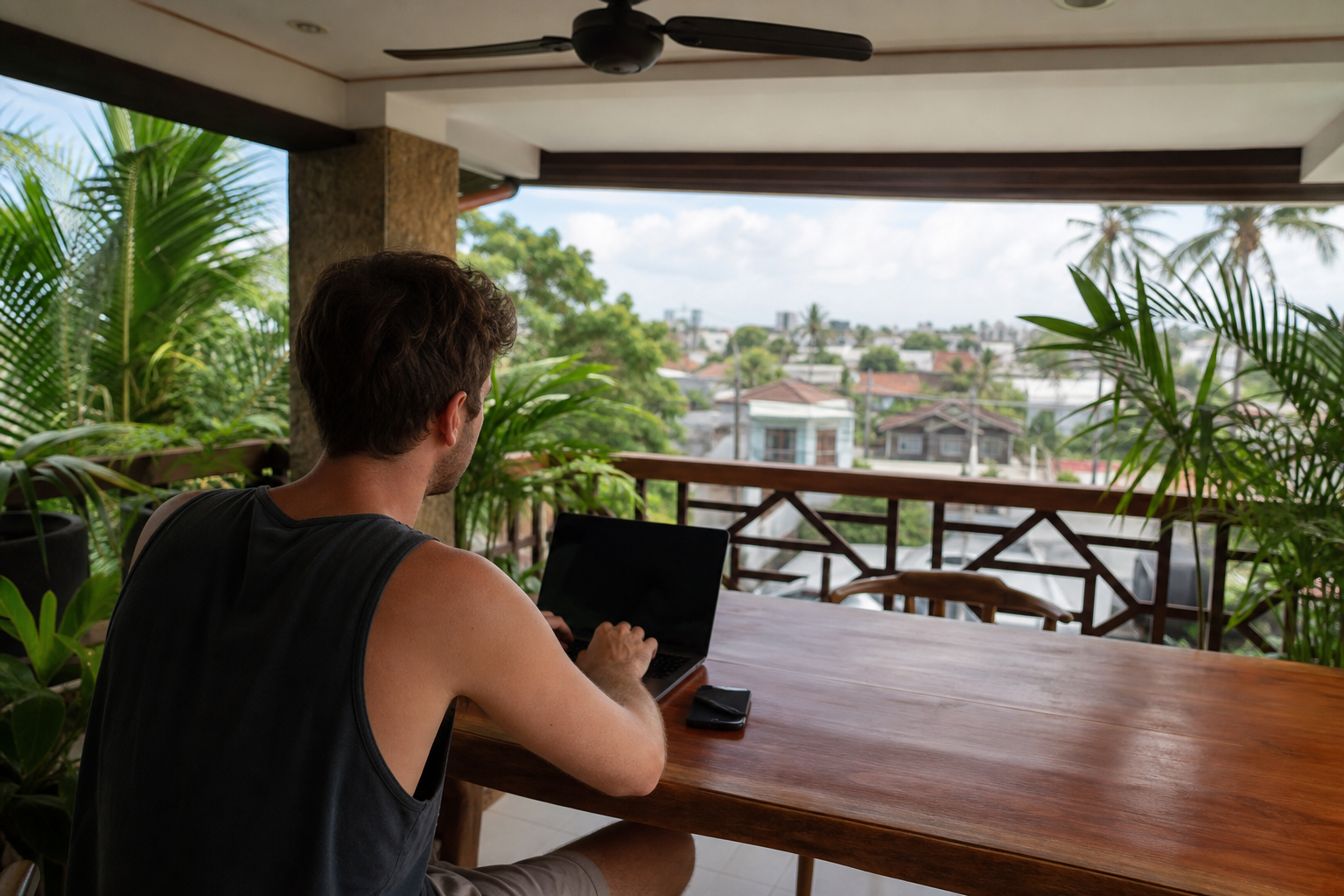 Remote professional working online from a comfortable Philippine residence