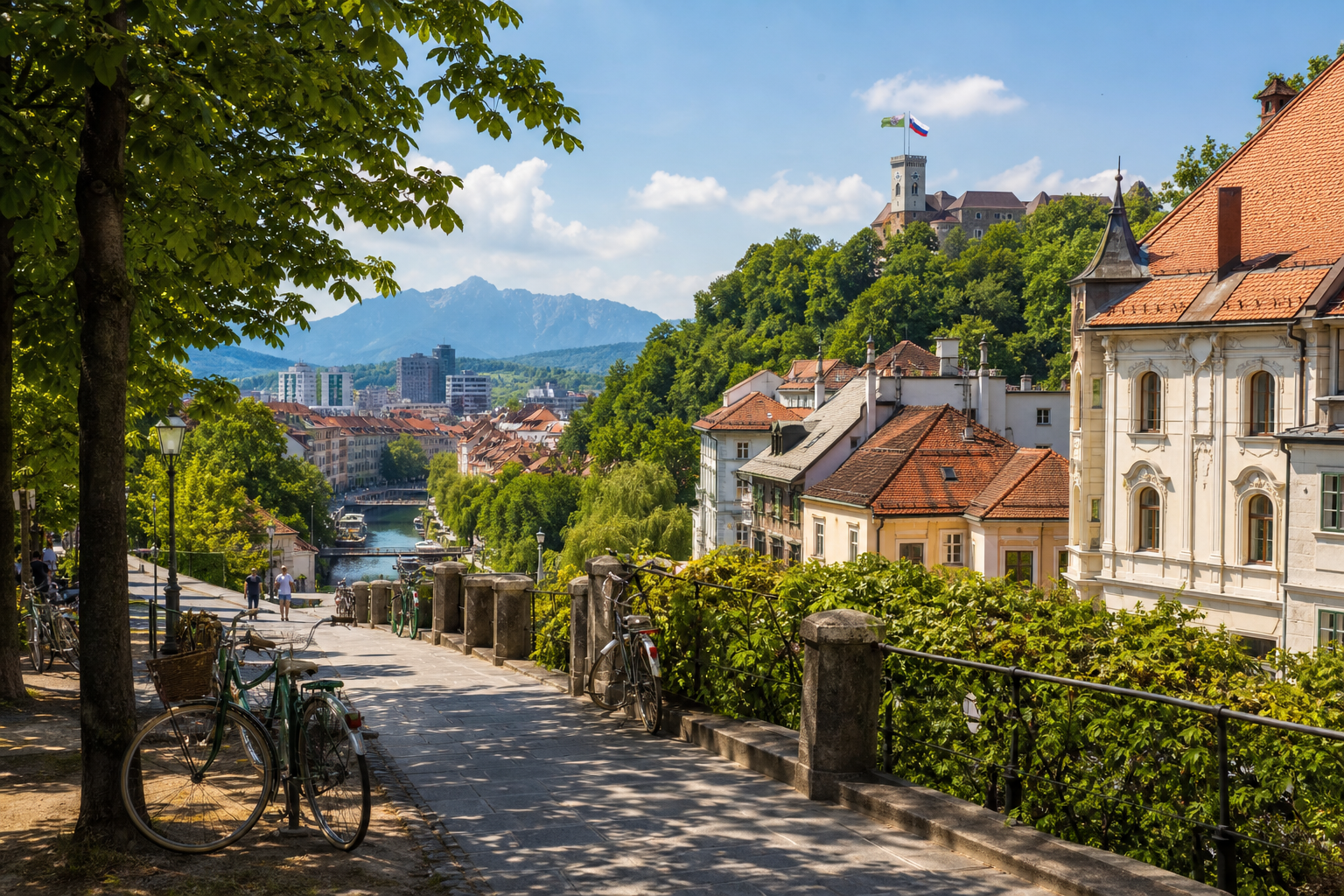 Ljubljana streets representing Slovenia's urban, inland and coastal destinations
